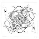 An abstract representation of a boygenius album cover intertwined with musical instruments tattoo design idea