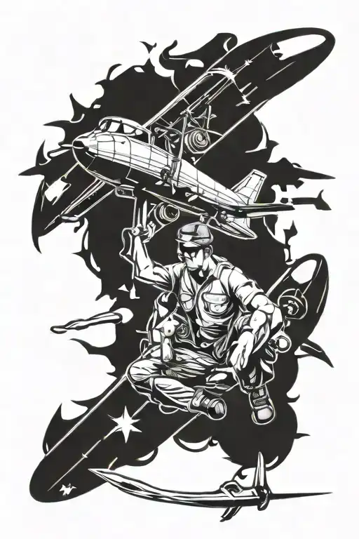 aircraft mechanic surrounded tattoo design idea