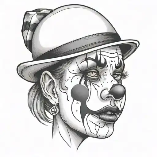 sad girl clown face tattoo design idea