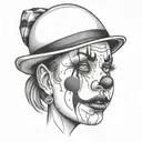 sad girl clown face tattoo design idea
