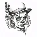 sad girl clown face tattoo design idea