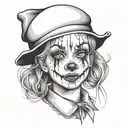 sad girl clown face tattoo design idea