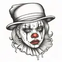 sad girl clown face tattoo design idea