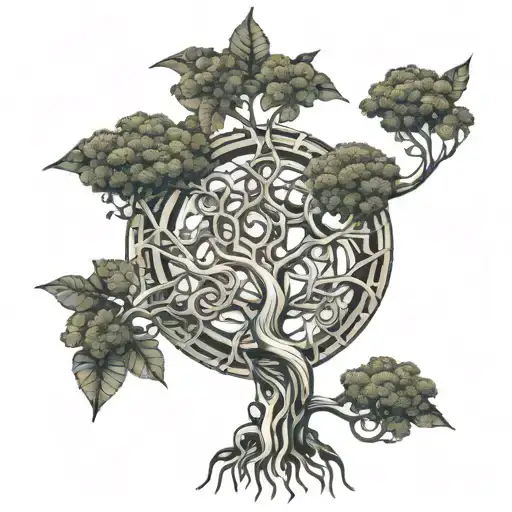 An intricate biomechanical tree design representing growth and knowledge tattoo design idea