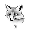 An intricate heart-shaped lock with a keyhole, with a playful fox peeking out tattoo design idea