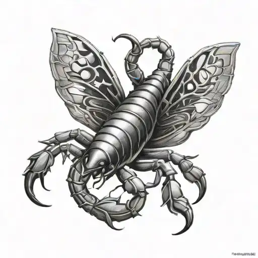 scorpion with butterfly wing tattoo design idea