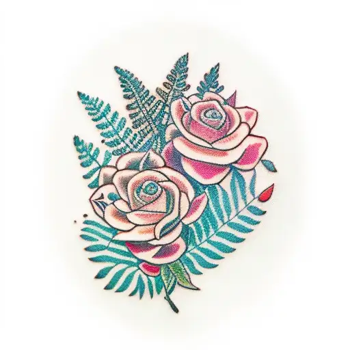 Traditional design featuring Mokosh holding a fern flower tattoo design idea