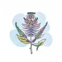 Traditional design featuring Mokosh holding a fern flower tattoo design idea