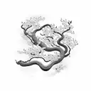 Japanese viper climbing in a cherry blossom tree  tattoo design idea