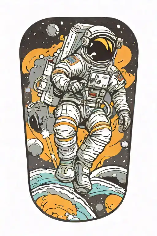 astronaut floating in space listening to music  tattoo design idea