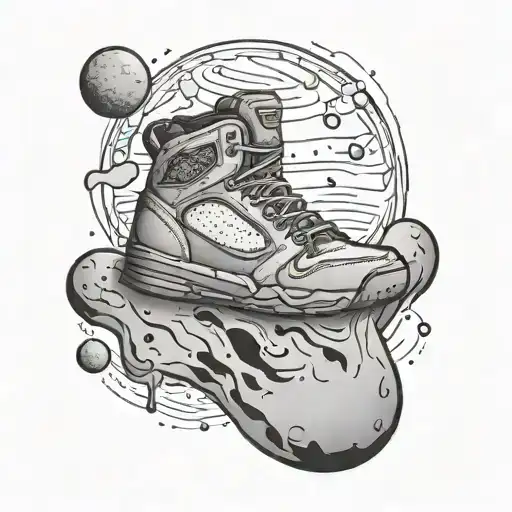 Jordan shoe footprint on the surface of the moon tattoo design idea