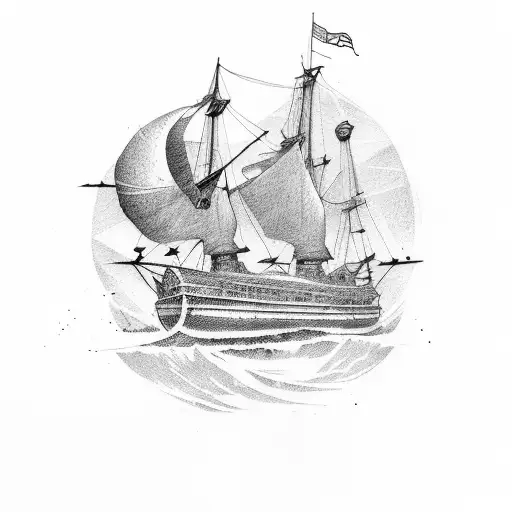 Old Ship tattoo design idea