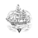 Old Ship tattoo design idea