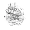 Old Ship tattoo design idea