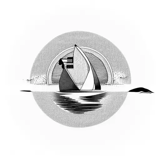 A majestic paddleboard gliding through calm waters with a breathtaking sunset in the background tattoo design idea