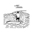 A majestic paddleboard gliding through calm waters with a breathtaking sunset in the background tattoo design idea