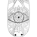 A  paddleboard in calm waters with a beautiful background tattoo design idea