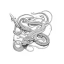 AK 47 wrapped by a snake tattoo design idea