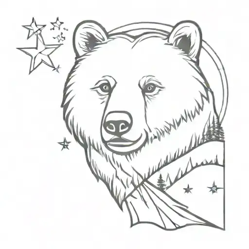 smoky the Bear head with Tennessee stars in mountains   tattoo design idea