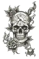 skull clocks tattoo design idea