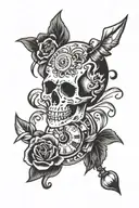 skull clocks tattoo design idea