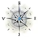 3d clock and compass  tattoo design idea