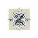 3d clock and compass  tattoo design idea