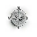 3d clock and compass  tattoo design idea