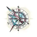 3d clock and compass  tattoo design idea