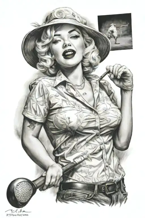 Marilyn Monroe golfing tattoo design idea