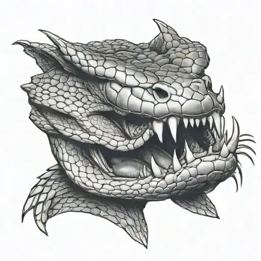 viper head fangs tattoo design idea