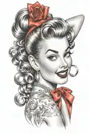 50s pinup girl bending tattoo design idea