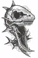 skull sharks trash polka style tattoo design idea