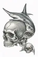 sharks and skulls tattoo design idea