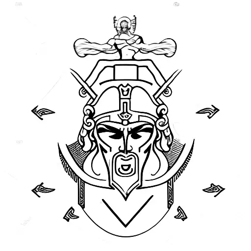 Ares greek god romantic tattoo design idea