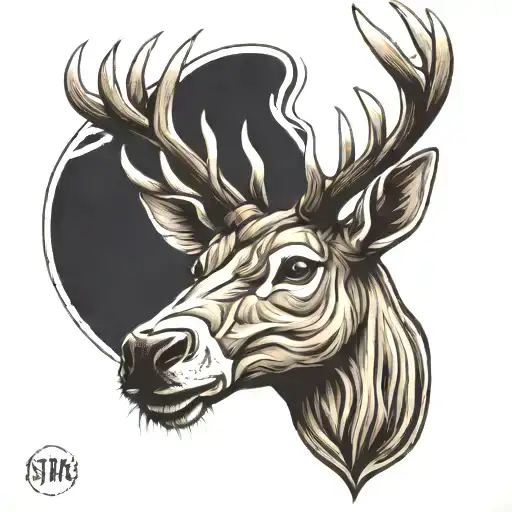 stag head tattoo design idea