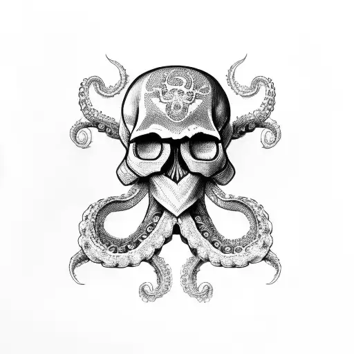 skull octopus tattoo design idea
