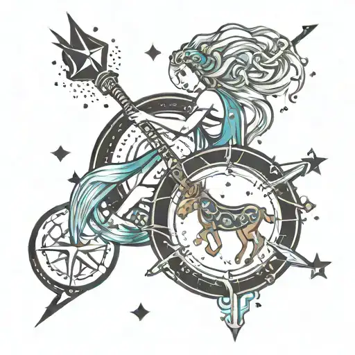 Sagittarius and Aquarius constellation tattoo design idea