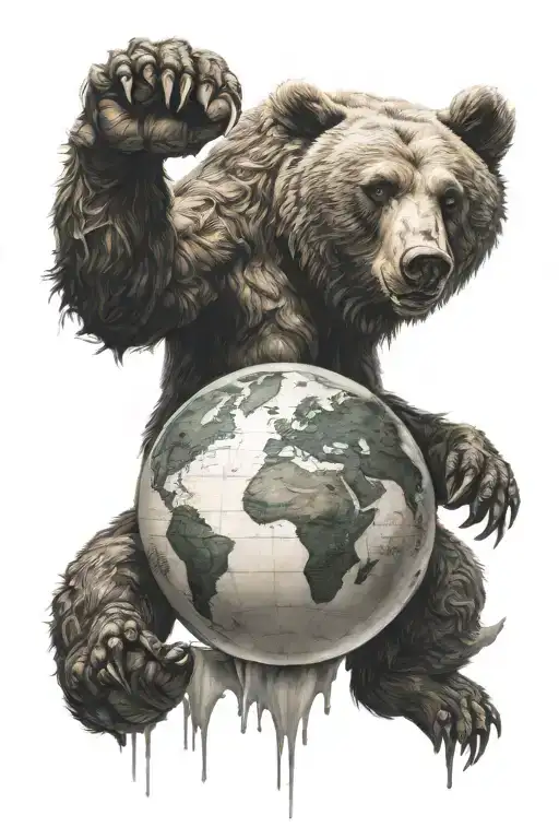 Atlas holding up the world but as a bear tattoo design idea