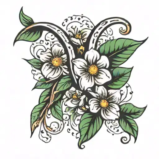 floral wishbone tattoo design idea