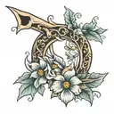 floral wishbone tattoo design idea