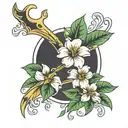 floral wishbone tattoo design idea