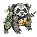 a ninja panda wearing the shell of a ninja turtle tattoo design idea