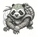 a ninja panda wearing the shell of a ninja turtle tattoo design idea