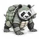 a ninja panda wearing the shell of a ninja turtle tattoo design idea