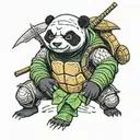 a ninja panda wearing the shell of a ninja turtle tattoo design idea