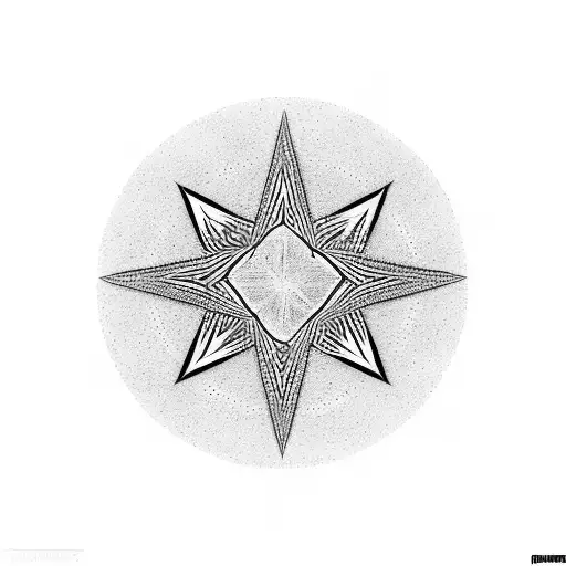 black 5 point star inside circle border tattoo design idea
