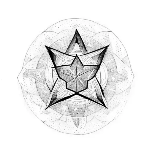 black 5 point star inside thick circle border tattoo design idea