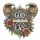 GOD IS GREATER THAN THE HIGHS AND LOWS with word Patience tattoo design idea