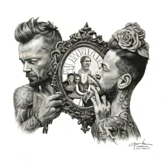 Looking in a mirror at my brother tattoo design idea